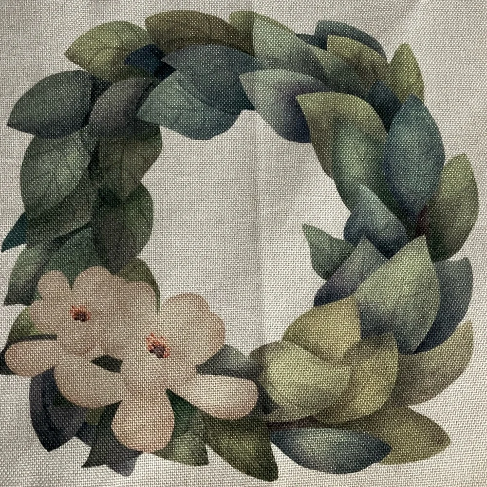 Floral Wreath Accent Pillow Cover
